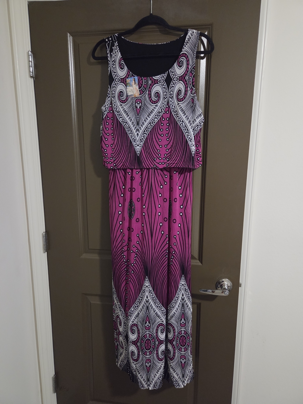 Women's Pink & Black Printed Maxi Dress